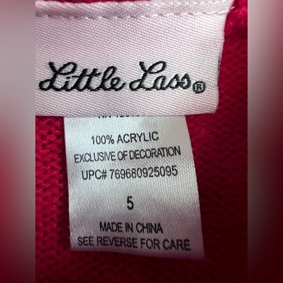 LITTLE LASS : Girls Red Sweater Dress - Picture 7 of 9